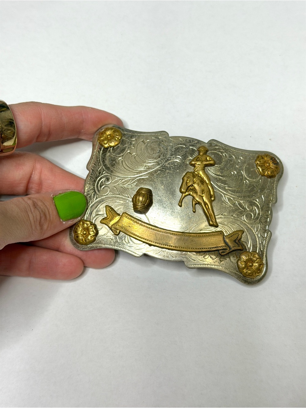Western Rodeo Buckle - Gold & Silver Two-Tone “Sammy”